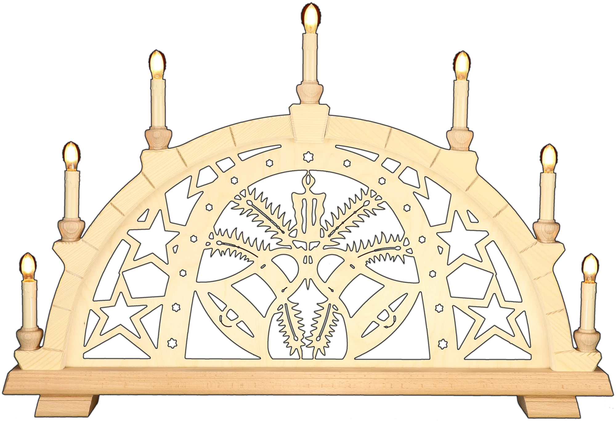 Schwibbogen mittelgroß - Motiv Glocke Erzgebirge - Breite 62cm - mit LED Licht, warmweiß