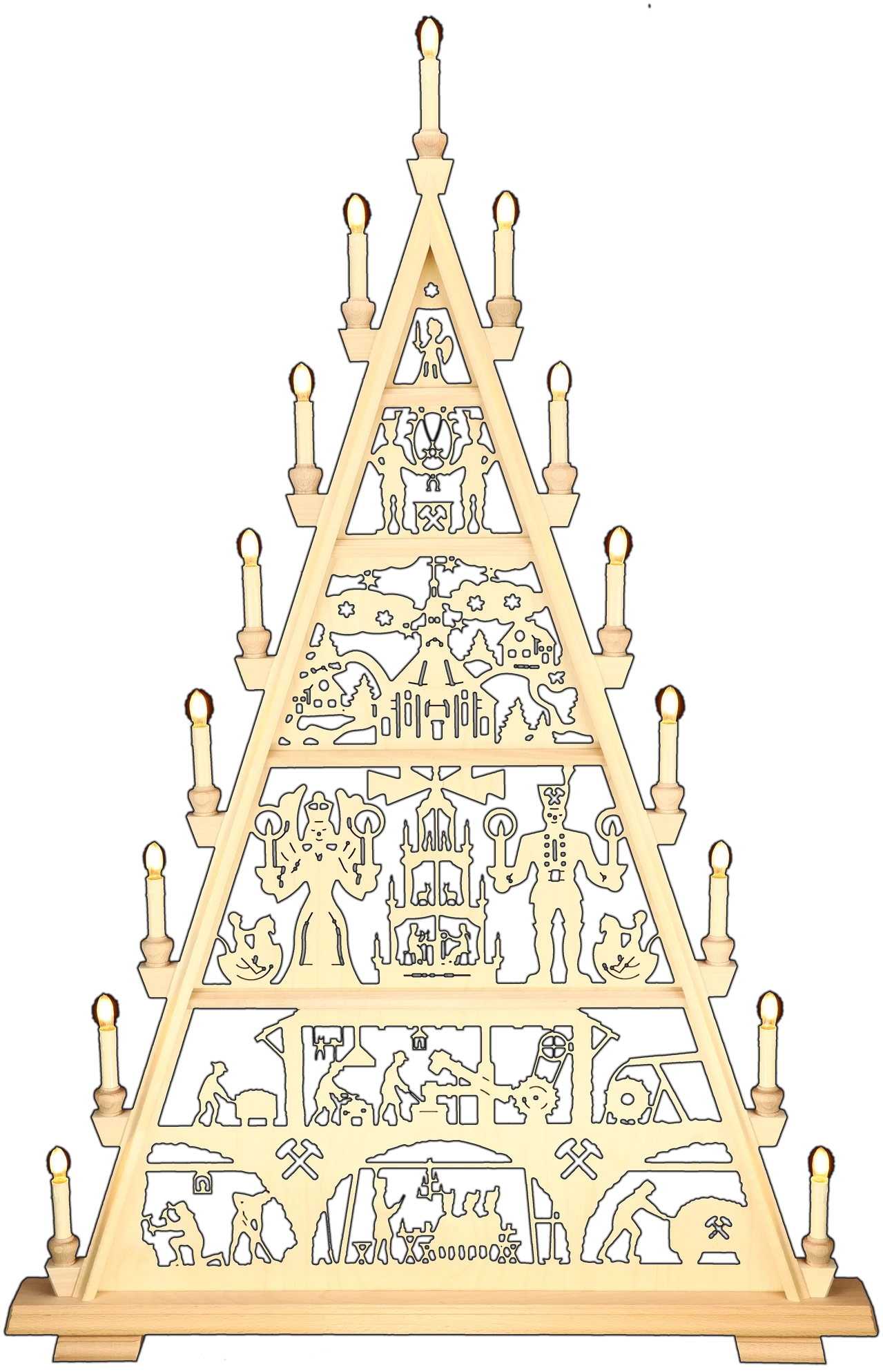 Lichterspitze 5 Etagen - Christliches Motiv - Höhe 106cm - mit LED Licht, warmweiß